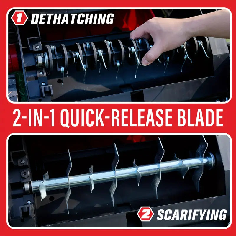 MZK 15" 2-in-1 Electric Dethatcher & Scarifier, 5-Position Height W/ 12-Gal Bag