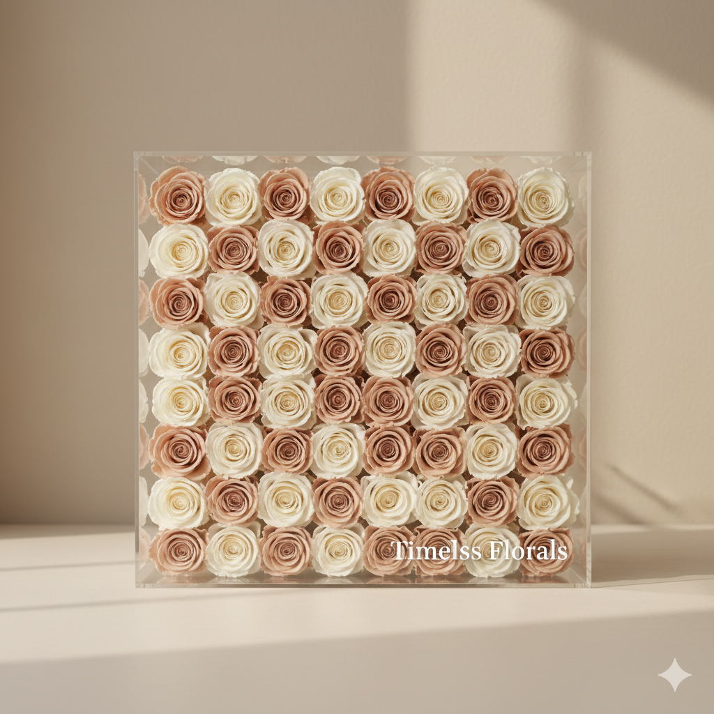 Timeless Florals™ Preserved Rose Wall — Acrylic Logo Edition