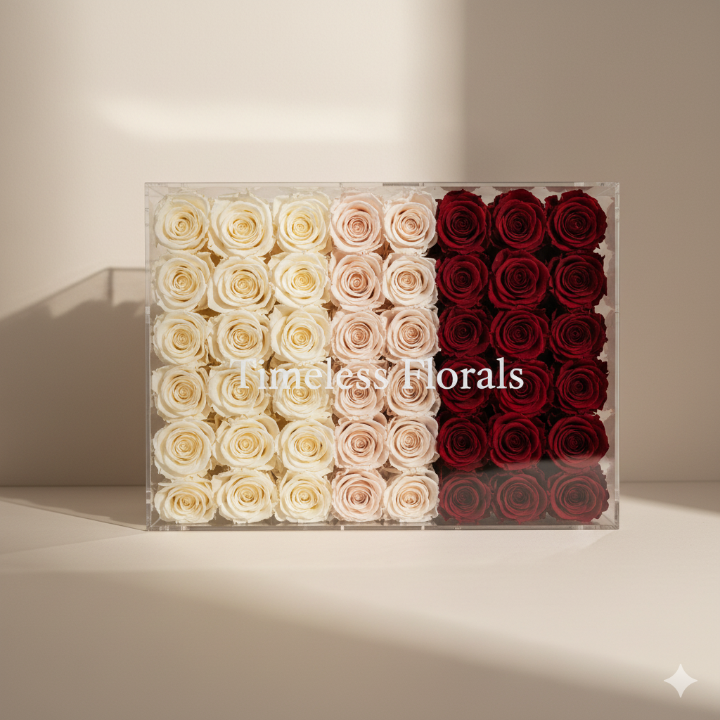 Timeless Florals™ Preserved Rose Wall — Acrylic Logo Edition