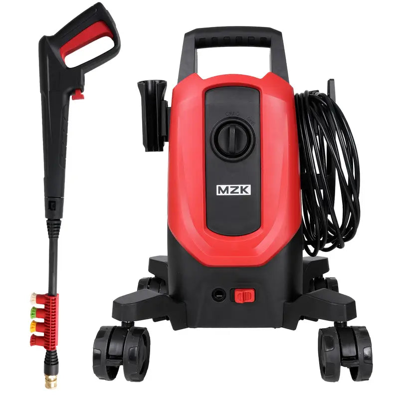 MZK Electric Power Washer - 3.0GPM, 360° Rotating Wheels, 4 Nozzles & Foam Cannon, Ideal for Cars And Driveways